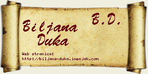 Biljana Duka vizit kartica